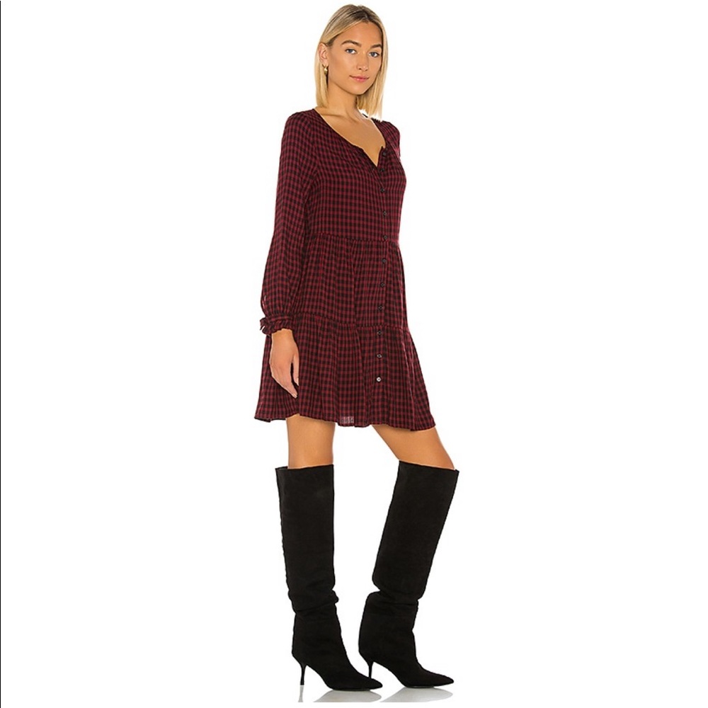 Revolve Mini Dress in Garnet Check